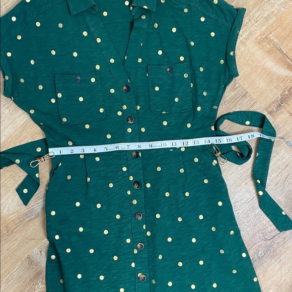 Boden Thomasina 100% Cotton Green Gold Polka Dot Jersey Midi Dress - Picture 11 of 12